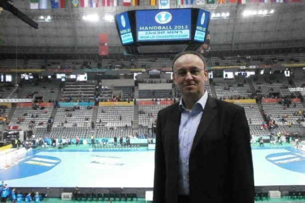 Handball-WM: SPORT4Final-Redakteur Frank Zepp im Palau St. Jordi in Barcelona