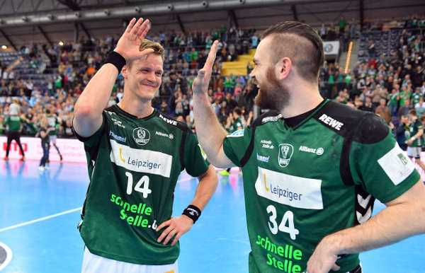 Niclas Pieczkowski und Alen Milosevic - SC DHfK Leipzig bei HSG Wetzlar in Handball Bundesliga gefordert - Foto: Rainer Justen
