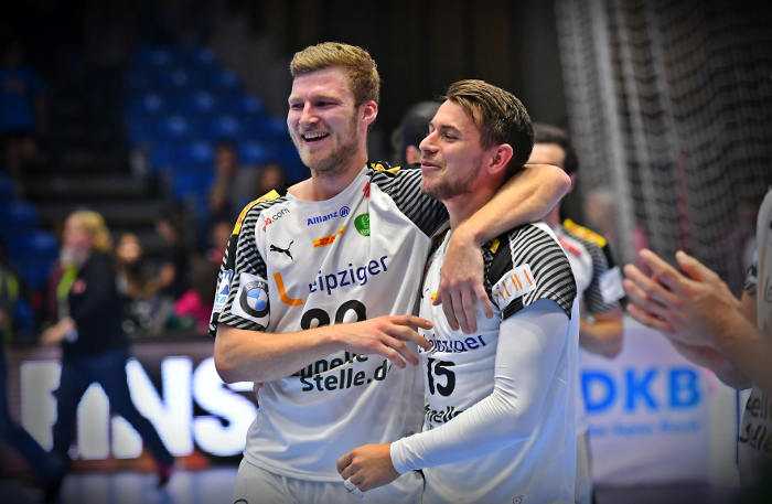 Philipp Weber und Yves Kunkel - SC DHfK Leipzig - Handball Bundesliga - DHB - bad boys - Foto: Rainer Justen