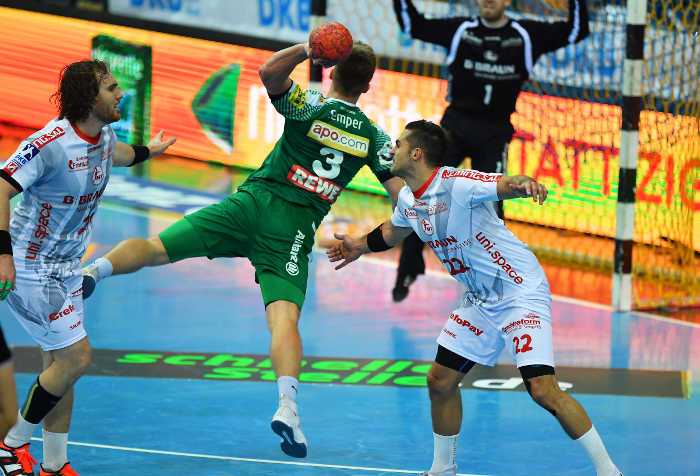 Franz Semper - SC DHfK Leipzig vs. MT Melsungen am 05.11.2017 in der ARENA Leipzig - Handball Bundesliga - Foto: Rainer Justen