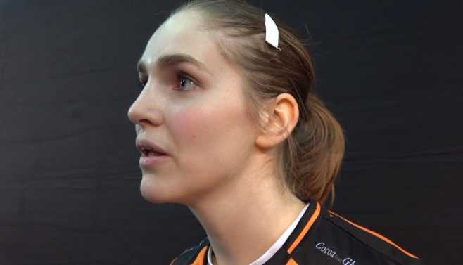 Laura van der Heijden im SPORT4FINAL-Interview bei der Handball WM 2017 nach dem Match Deutschland vs. Niederlande - Foto: Jansen Media