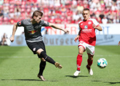 Fußball Bundesliga, 1. FSV Mainz 05 vs. RasenBallsport Leipzig - Timo Werner (RB Leipzig) und Pablo de Blasis (Mainz) - Foto: GEPA pictures/Roger Petzsche