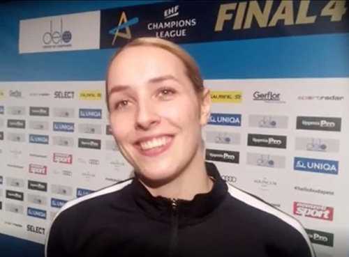 Handball DELO Frauen EHF Champions League Final4 Budapest 2019: Lois Abbingh (HC Rostov-Don) im SPORT4FINAL-Interview nach dem Finale gegen Györi Audi ETO KC am 12.05.2019. Foto Copyright: SPORT4FINAL Handball DELO Frauen EHF Champions League Final4 Budapest 2019: Lois Abbingh (HC Rostov-Don) im SPORT4FINAL-Interview
