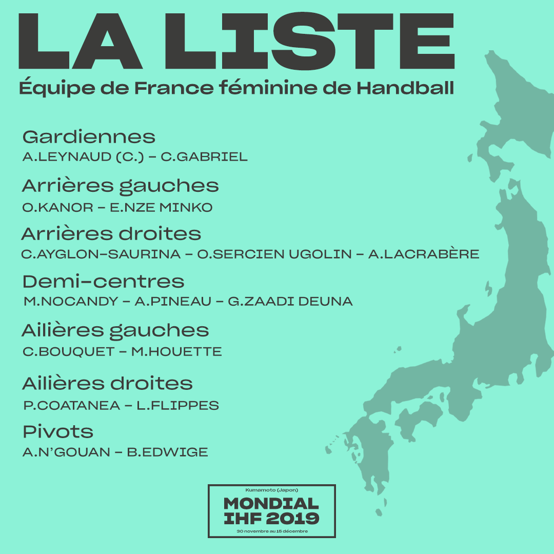 Handball WM 2019 - Frankreich 16er Kader - Foto: FFHandball