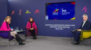 European Championships Munich 2022 – v. l. Anouschka Horn, Marion Schöne, Dieter Reiter – Copyright: © European Championships Munich 2022