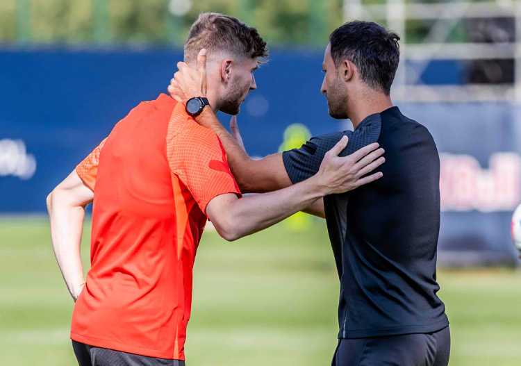 Fußball Bundesliga News - RB Leipzig - Timo Werner und Domenico Tedesco - Copyright: RB Leipzig