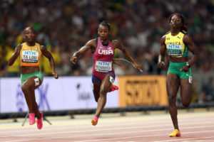 Leichtathletik WM 2023 Budapest 100 Meter Frauen - Copyright: Getty Images for World Athletics Leichtathletik WM 2023 Budapest 100 Meter Frauen - Copyright: Getty Images for World Athletics
