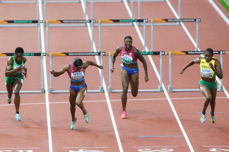 Leichtathletik WM 2023 Budapest 100 Meter Hürden Danielle Williams - Copyright: Getty Images for World Athletics