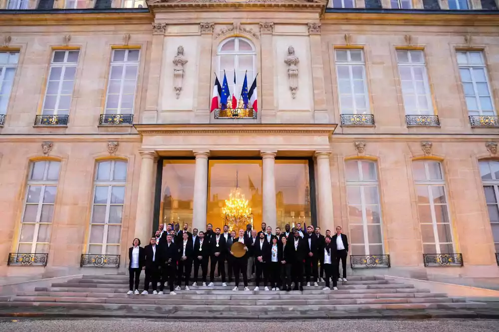 Handball EM 2024 Europameister Frankreich bei Staatspräsident Emmanuel Macron - Copyright: FFHANDBALL_ICONSPORTS Handball EM 2024 Europameister Frankreich bei Staatspräsident Emmanuel Macron - Copyright: FFHANDBALL_ICONSPORTS
