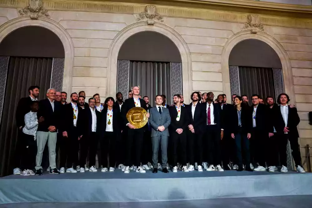 Handball EM 2024 Europameister Frankreich bei Staatspräsident Emmanuel Macron - Copyright: FFHANDBALL_ICONSPORTS Handball EM 2024 Europameister Frankreich bei Staatspräsident Emmanuel Macron - Copyright: FFHANDBALL_ICONSPORTS