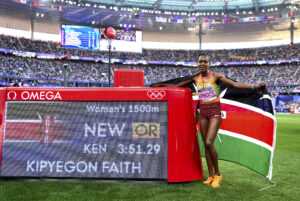 Olympia Paris 2024 Leichtathletik Live Faith Kipyegon über 1.500 Meter am 10. august 2024 im Stade de France - Copyright: Dan Vernon für World Athletics
