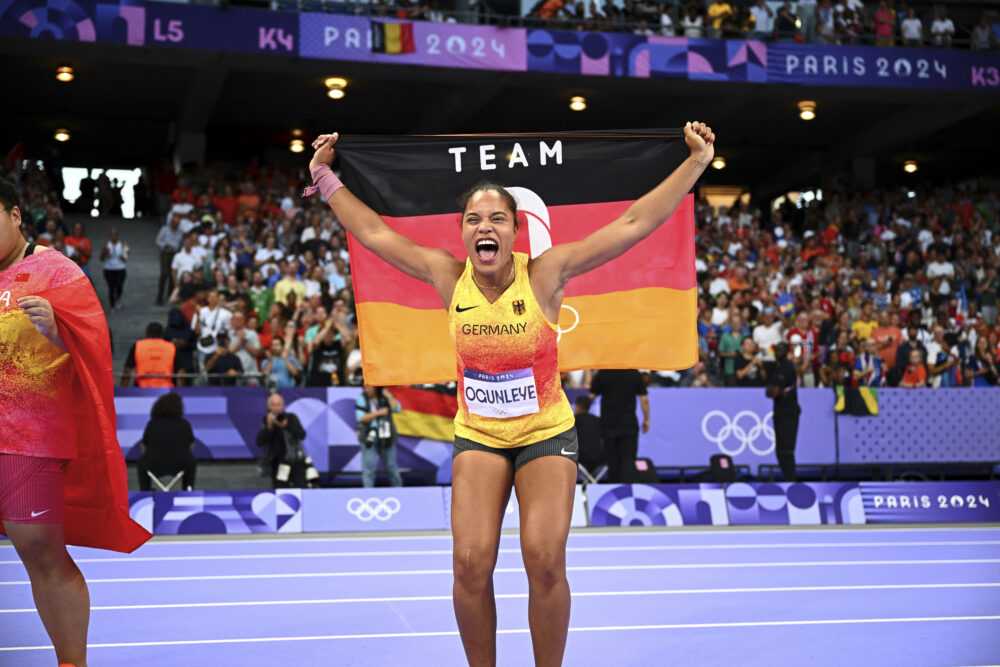 Olympia Paris 2024 Leichtathletik Yemisi Ogunleye im Kugelstoßen am 9. August 2024 im Stade de France - Copyright: Mattia Ozbot for World Athletics
