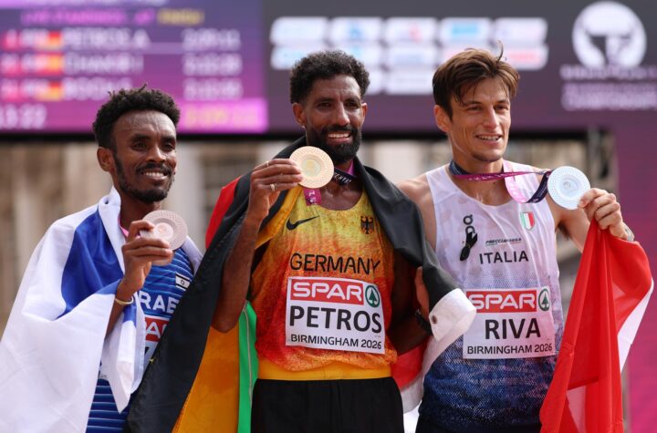 Leichtathletik EM 2026 Birmingham - Amanal Petros, Pietro Riva, Gashau Ayale Marathon - Copyright: © European Athletics / Maja Hitij
