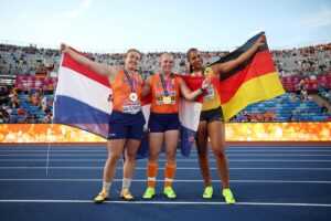 Leichtathletik EM 2026 Birmingham - Kugelstoßen Frauen - Jessica Schilder, Jorinde van Klinken, Yemisi Mabry - Copyright ©European Athletics / Maja Hitij